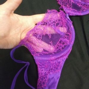 Lace purple and pink bra